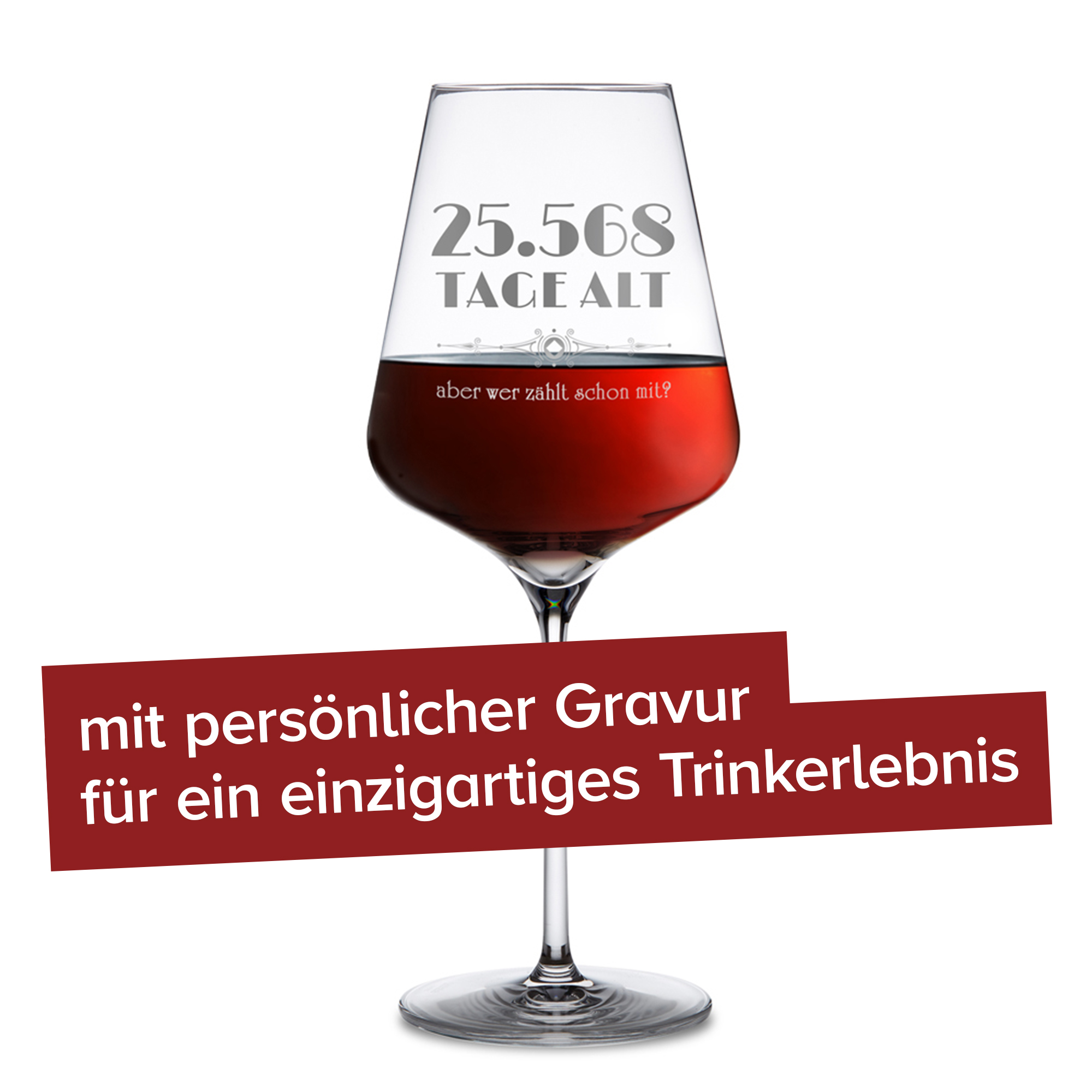 Weinglas mit Gravur - Alter in Tagen 3079 - 4