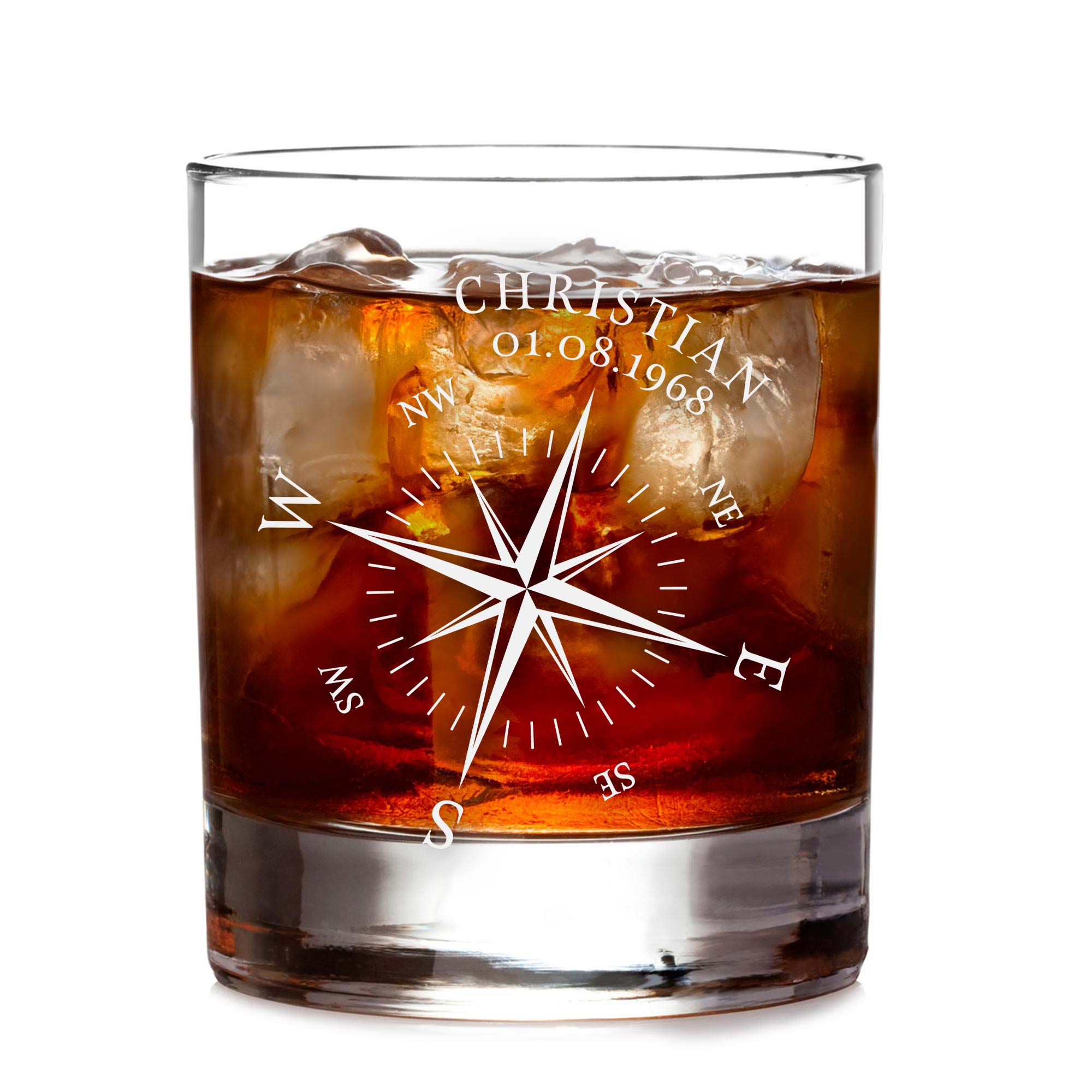 Personalisiertes Whiskyglas - Kompass