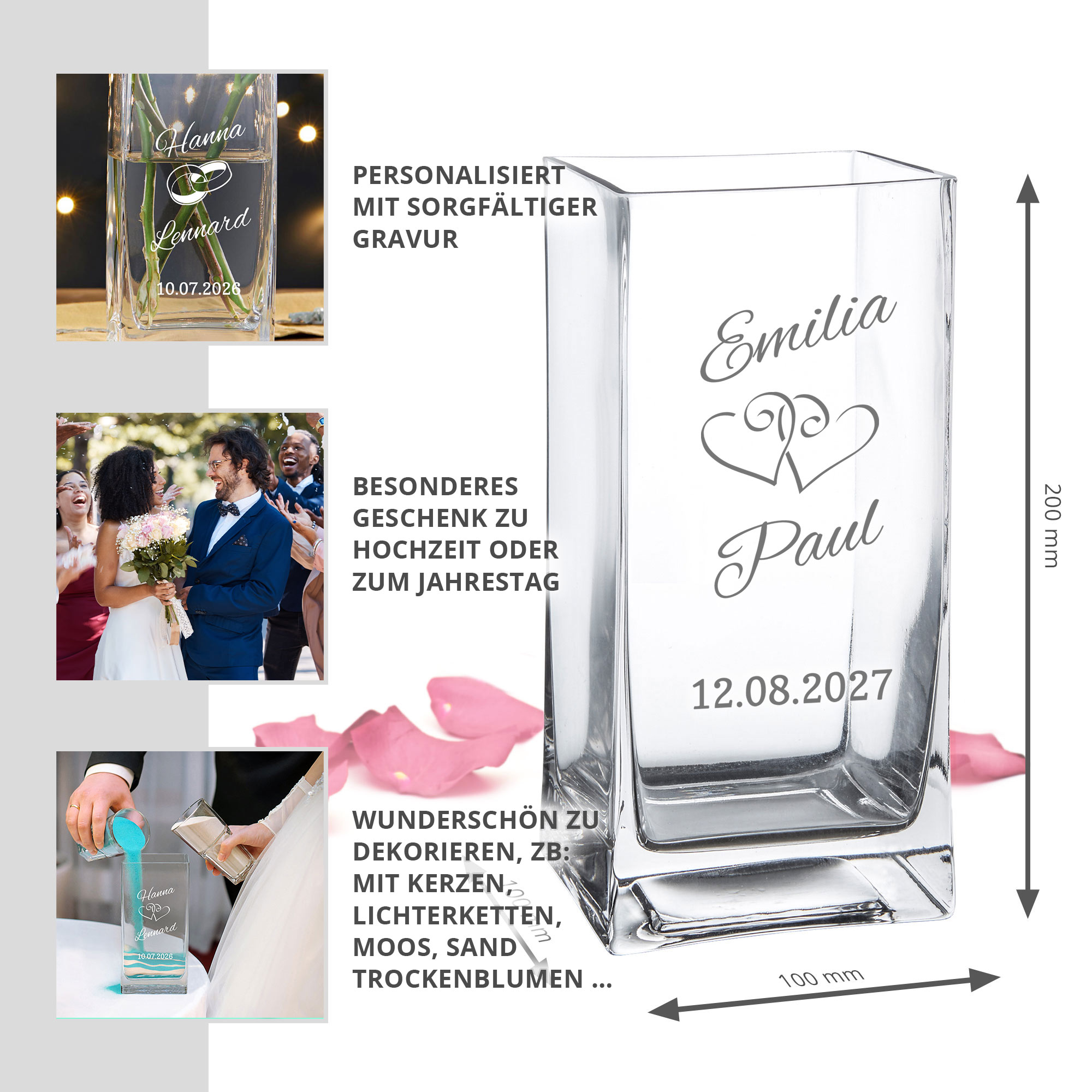 Vase zur Hochzeit - personalisiert