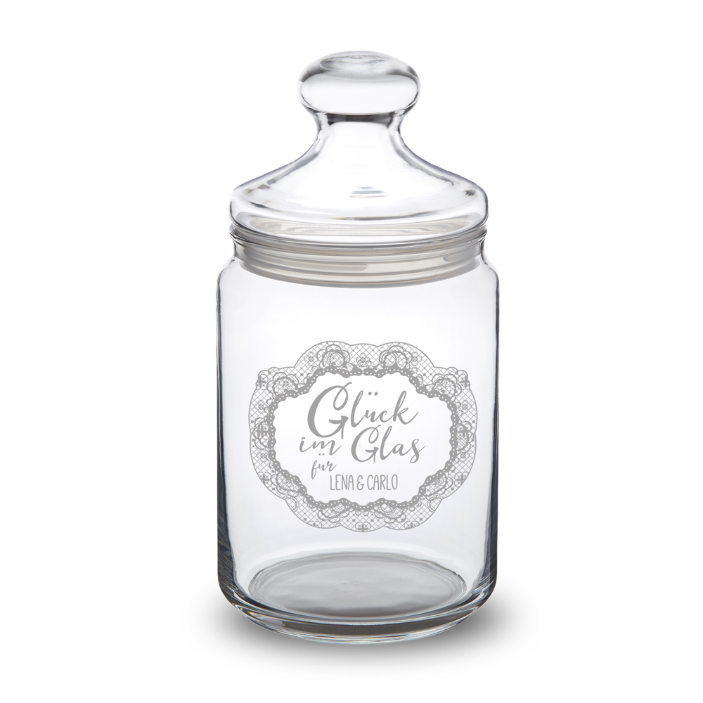 Bonbonglas mit Gravur - Glück im Glas Bonbonglas mit Gravur - Glück im Glas