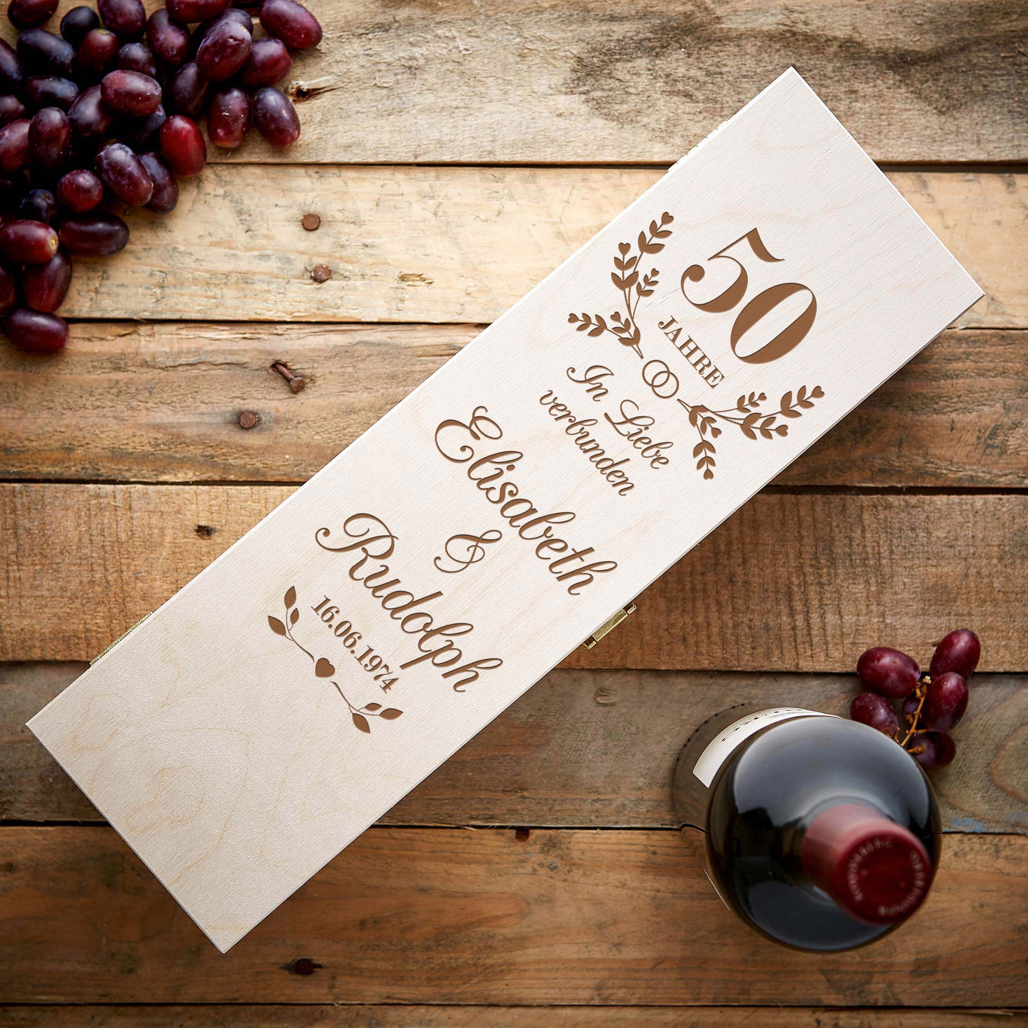 Weinkiste - Goldene Hochzeit - Personalisiert