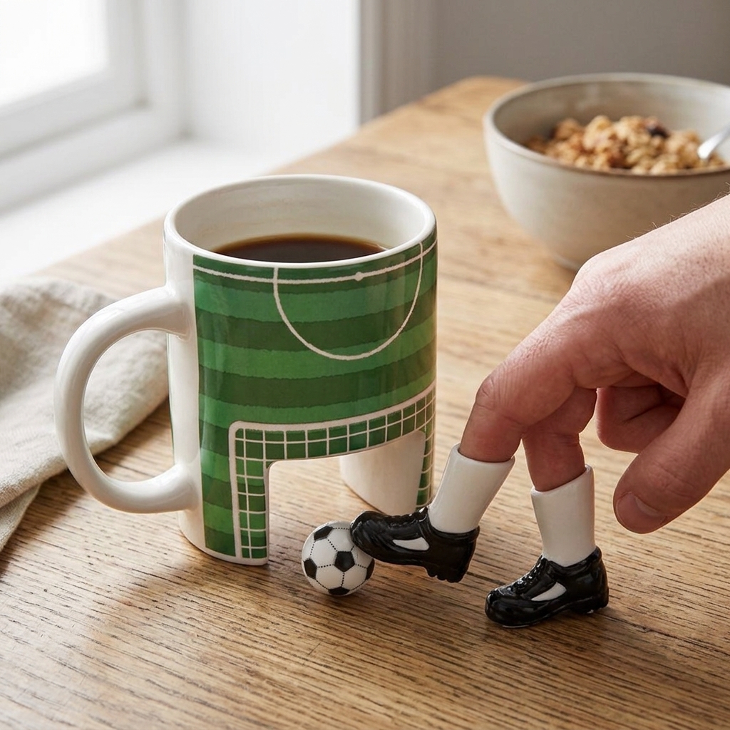 Fußball Tasse mit Fingerschuhen und Ball Fußball Tasse mit Fingerschuhen und Ball