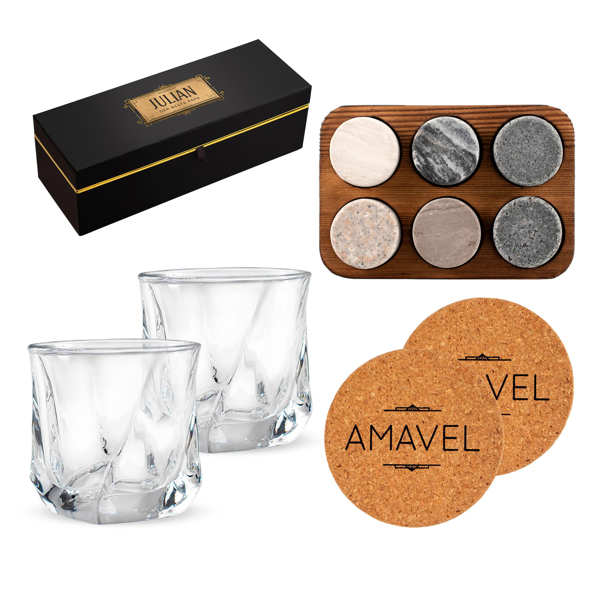 Whisky Geschenkset Deluxe personalisiert - Bester Papa