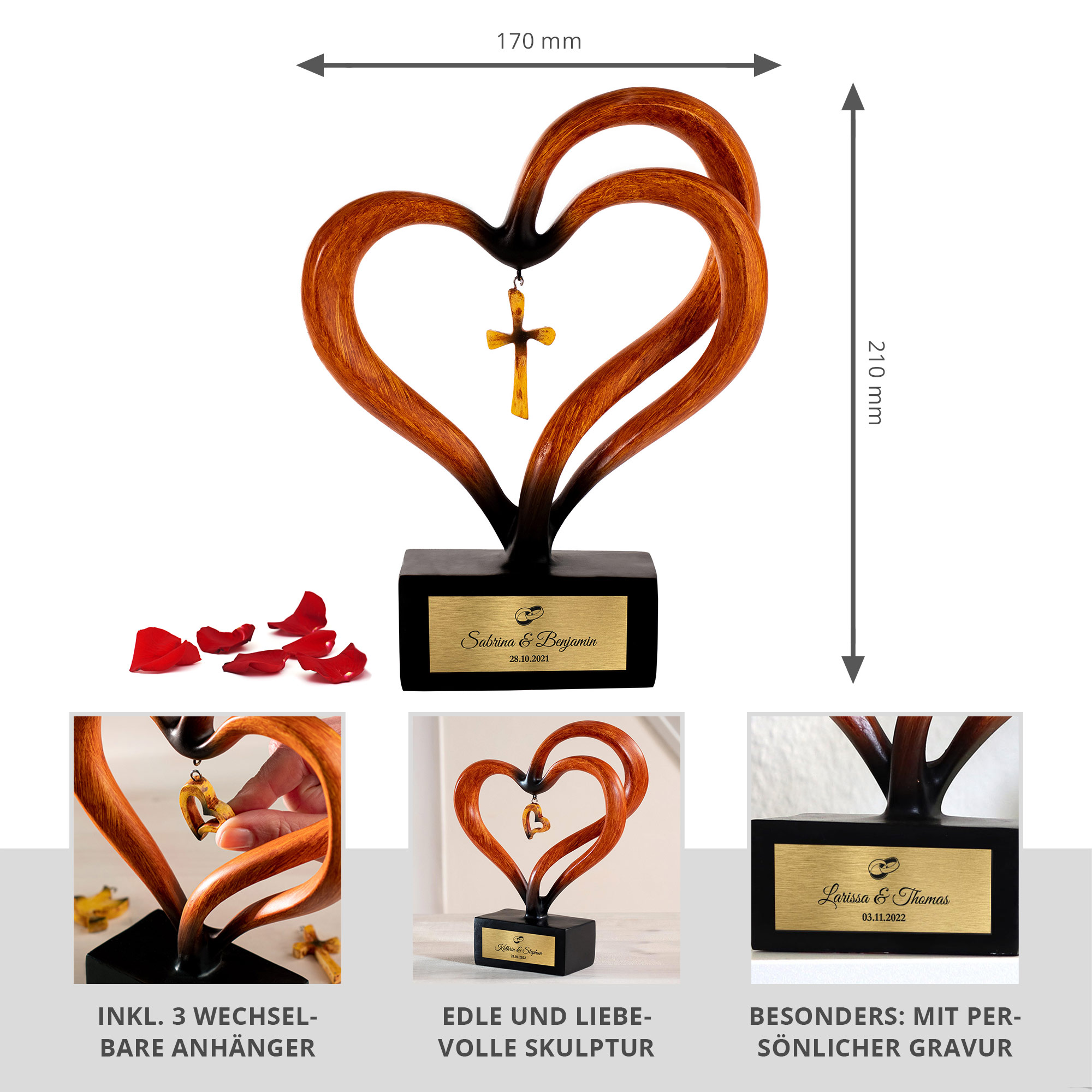 Holz Herz Skulptur - Hochzeit 0021-0008-EU-0001 - 1