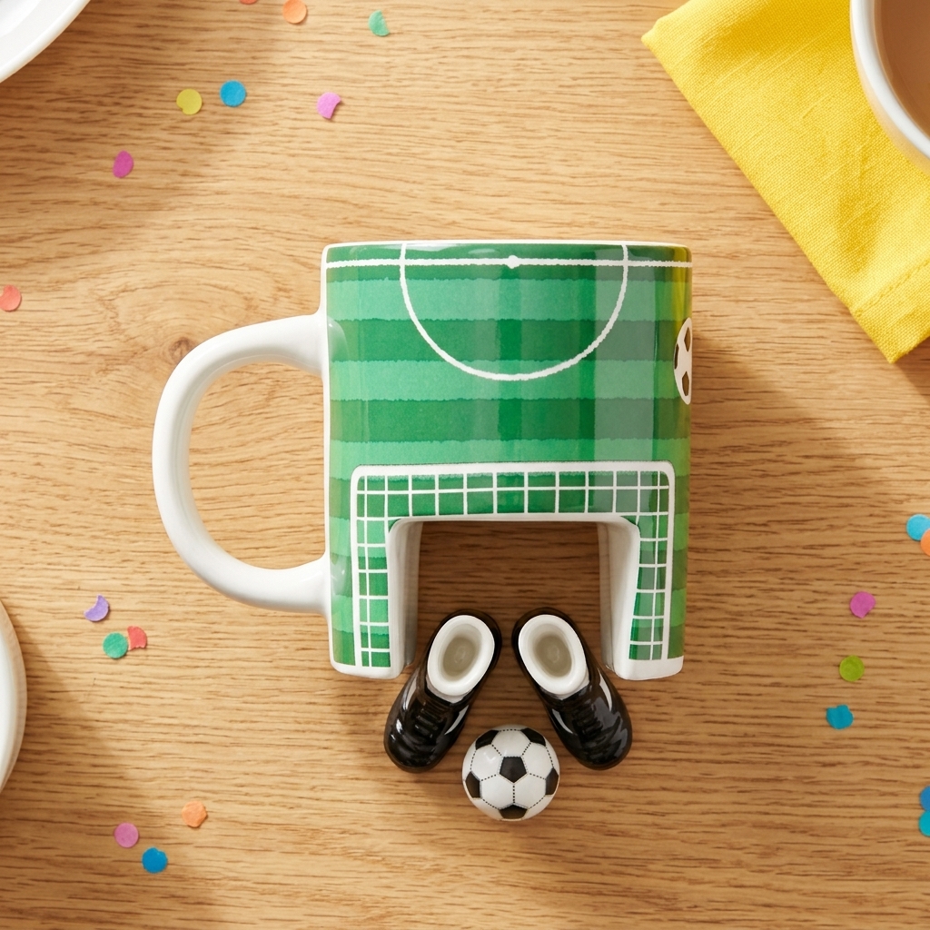 Fußball Tasse mit Fingerschuhen und Ball Fußball Tasse mit Fingerschuhen und Ball