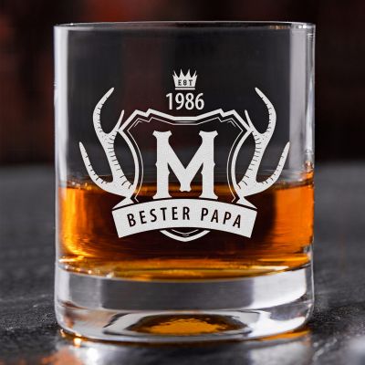 Whiskyglas mit Gravur Bester Papa - Geweih