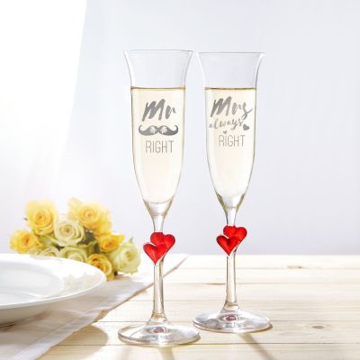Herzen Sektgläser - Mr and Mrs Right
