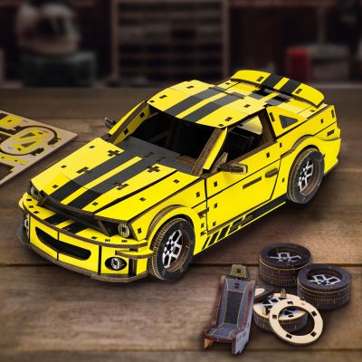 3D Holzpuzzle gelb - Stallion GT Sportwagen