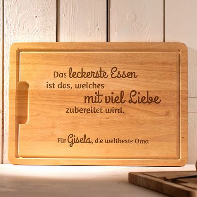 Schneidebrett mit Gravur - Oma kocht mit Liebe