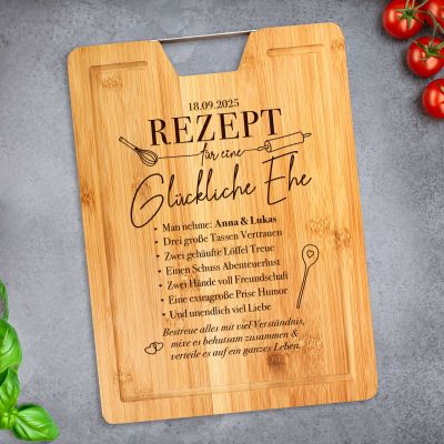 Bambusholz Schneidebrett mit Gravur - Rezept