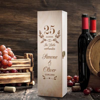 Weinkiste mit Gravur zur Silberhochzeit - 25 Jahre