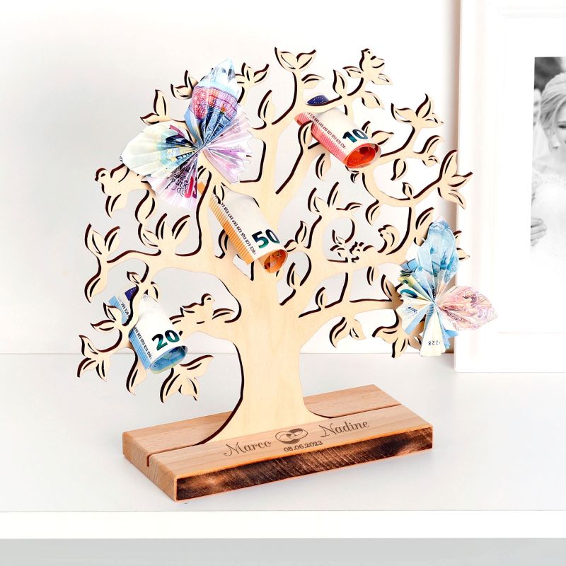 Großer Geldbaum mit Gravur Geldgeschenk zur Hochzeit