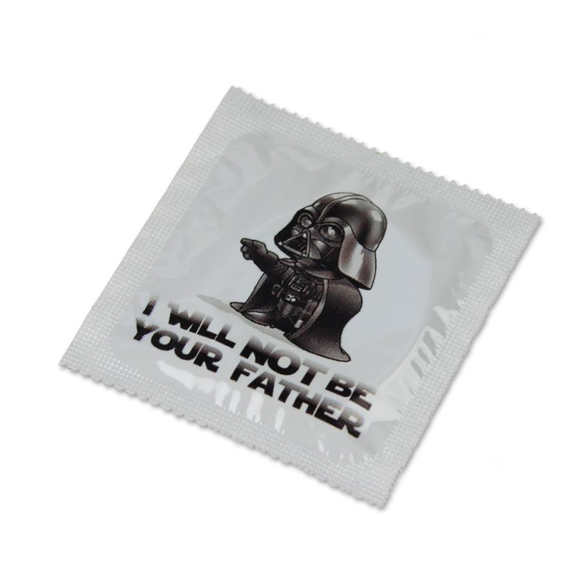 Lustiges Latex Kondom I will not be your father als Aufdruck