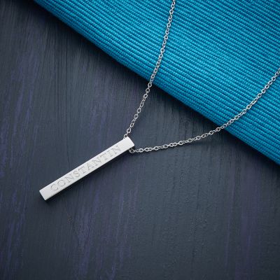 Kette mit Stabanhänger Silber - Name