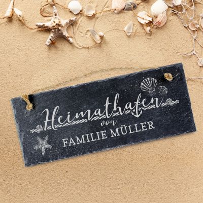 Schiefertafel mit Gravur für Familien - Heimathafen