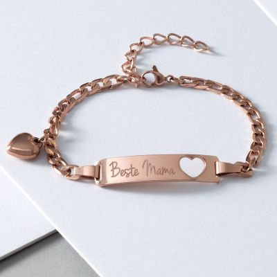 Rosegold Armband mit Herzstanze - Beste Mama