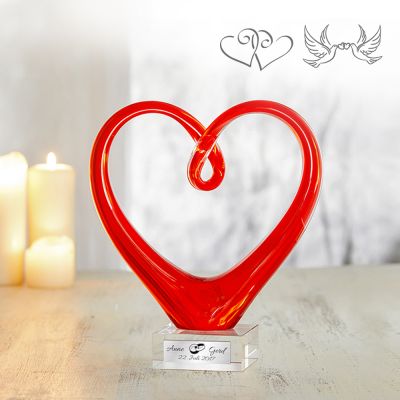 Herz aus Glas mit Gravur - Hochzeit