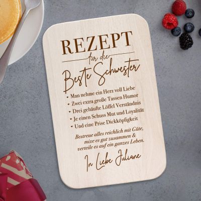 Graviertes Frühstücksbrettchen - Schwester Rezept