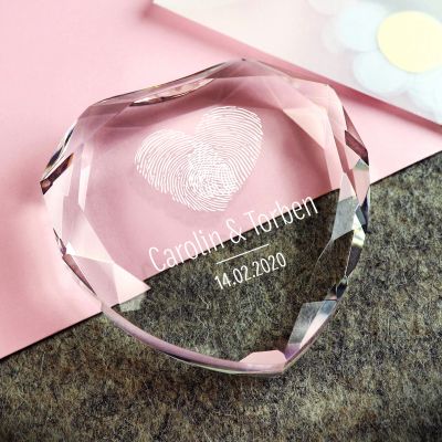 Herz-Diamant mit Gravur - Fingerabdruck