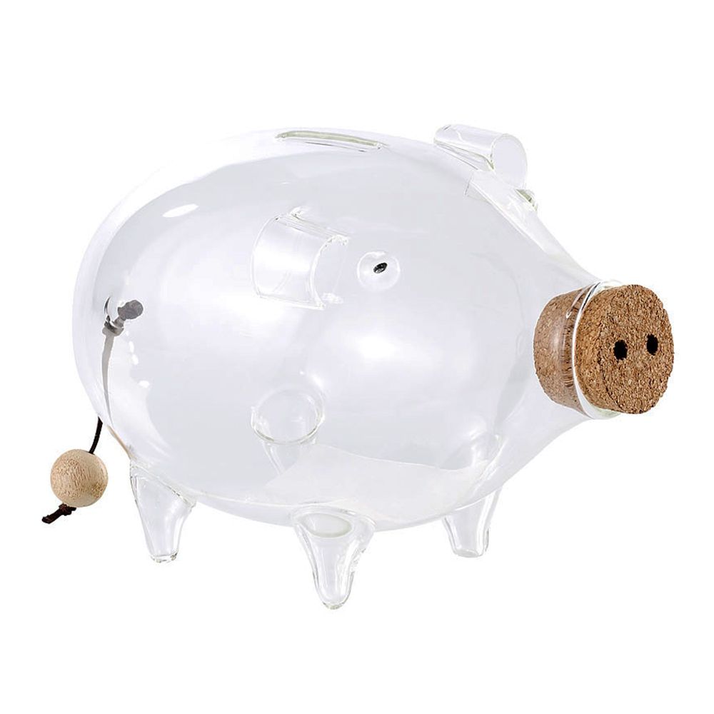 Witziges XXL Sparschwein aus Glas mit Korkverschluss