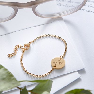 Armband Gold mit runder Plakette - Initialen