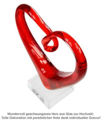 Herz aus Glas mit Gravur Hochzeit mit Namen und Datum!