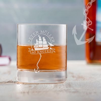Personalisiertes Rumglas zum Geburtstag - Segelschiff