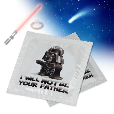 Lustiges Latex Kondom I will not be your father als Aufdruck