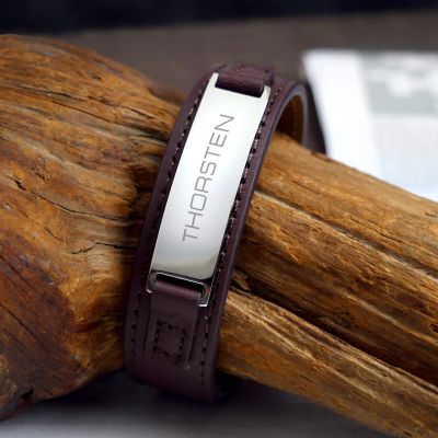 Lederarmband braun - Name