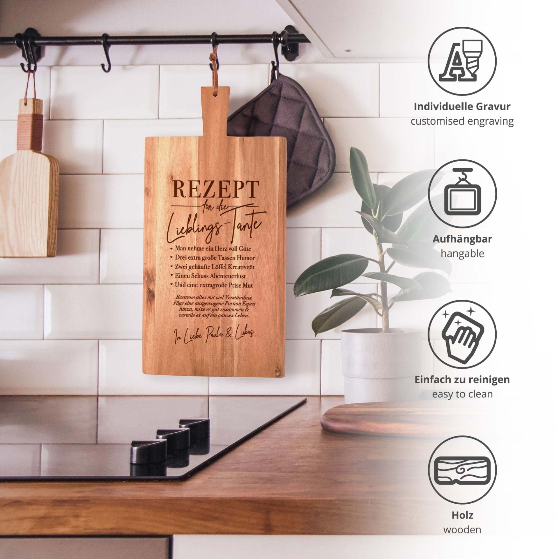 Holz-Schneidebrett Gravieren Lassen Mit Name Oder Logo