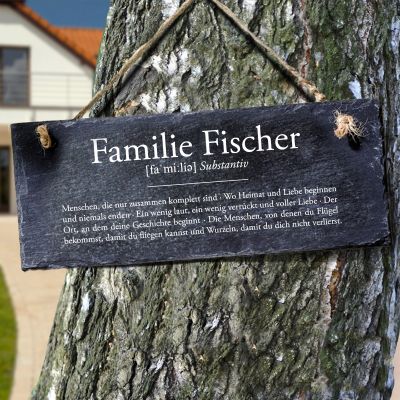Schiefertafel mit Gravur - Definition Familie