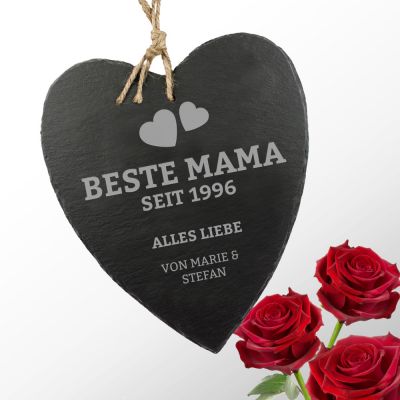 Schieferherz mit Gravur - Beste Mama von Herzen