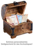 Geld Schatztruhe zur Hochzeit Dunkel Liebestauben mit individueller
