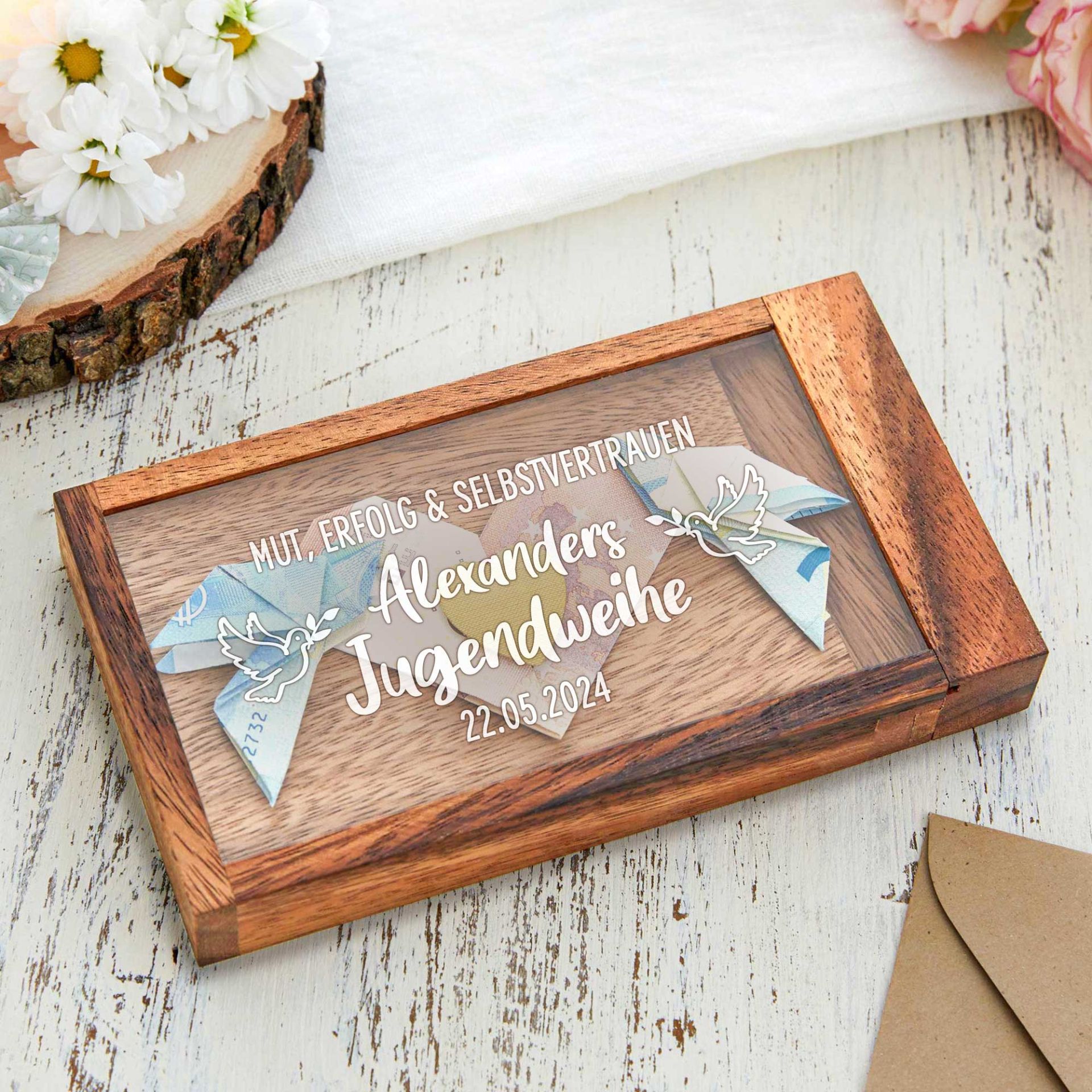 Magische Geldgeschenkbox Aus Holz – Trickverschluss, Knobelspiel, 12x9x4 Cm – Geschenkverpackung & Rätsel