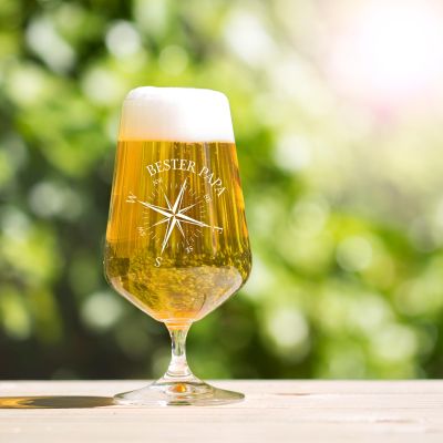 Bierglas mit Gravur für Papa - Kompass