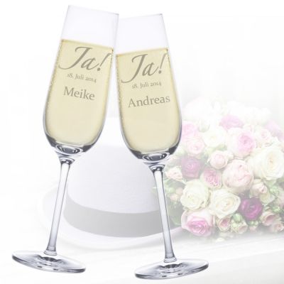 Sektgläser zur Hochzeit - Jawort Gravur