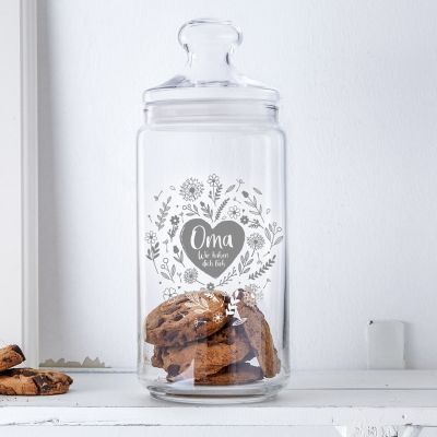 Keksdose mit Gravur - Blumenherz Oma
