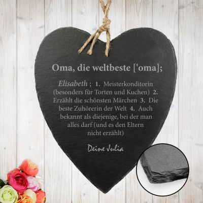 Schieferherz mit Gravur - Definition Weltbeste Oma