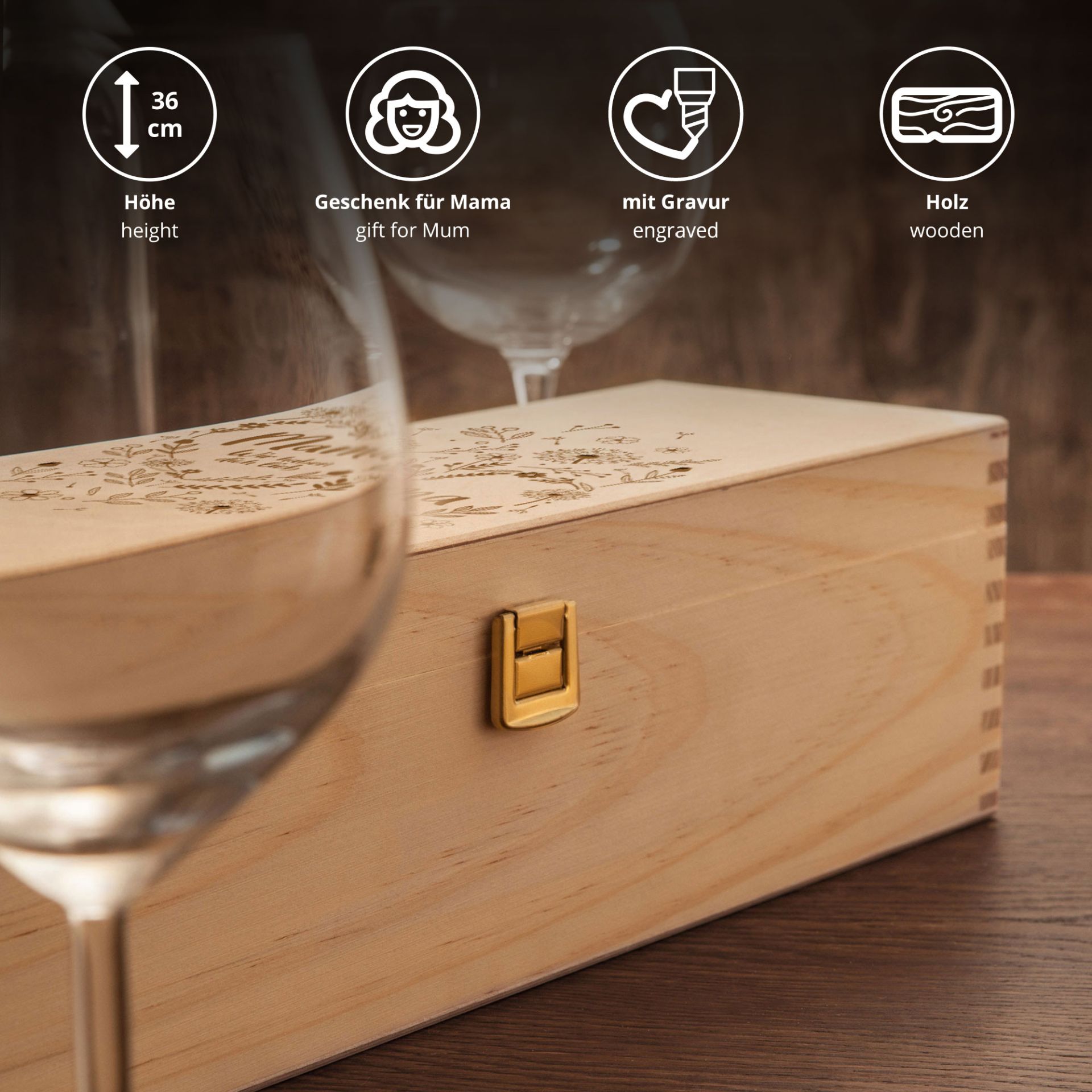 Holz Geschenkbox Weinkiste Mama Wir haben dich lieb