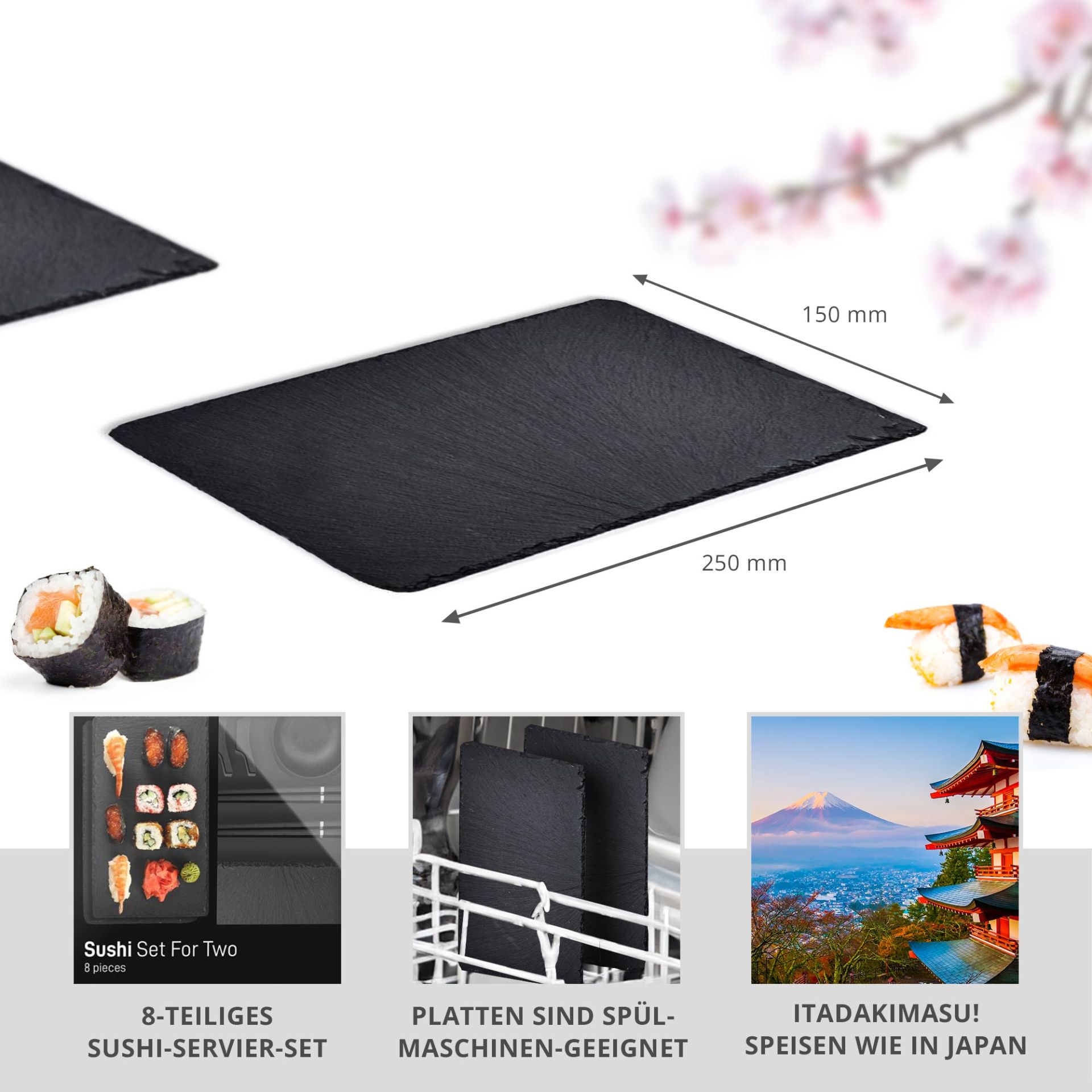 Luxshiny Keramik Servierteller Weinflasche Design - 25,5cm Sushi Vorspeisen Teller