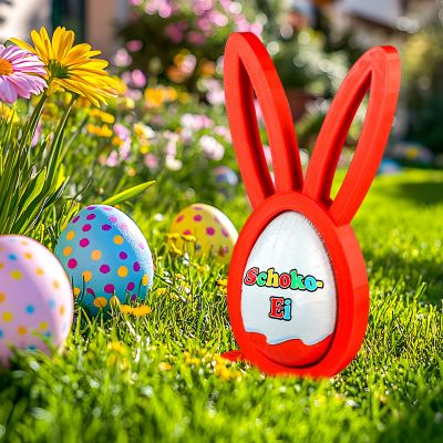 Osterhase Ü-Ei Halter Rot - 3er Set