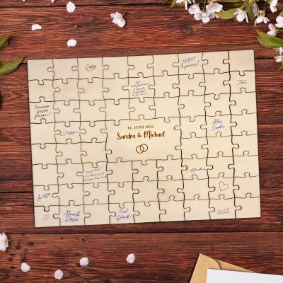 A3 Puzzle Gästebuch für Hochzeit - Ringe