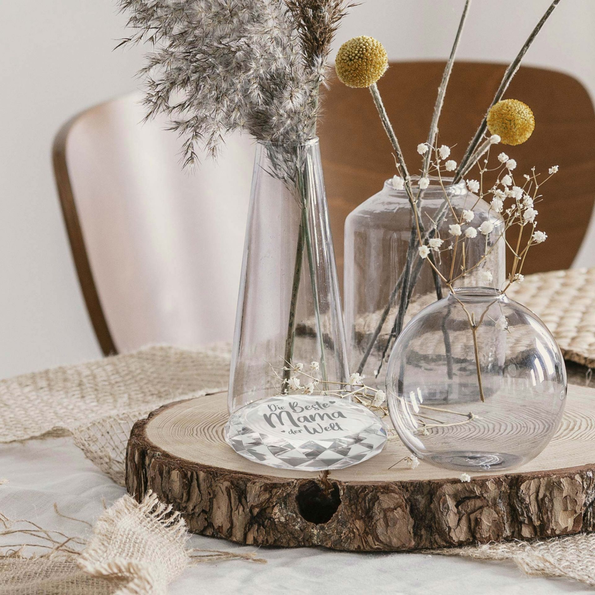 Smyla 3D LED-Glas Mit Gravur „ZEIT MIT DIR“ – Personalisierte Kristalllampe Mit Rose, Geschenk Für Mama