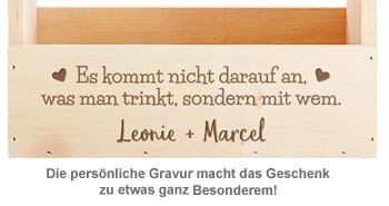 Flaschenträger mit Gravur für Paare Holzträger Liebesspruch