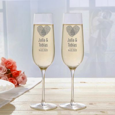 Sektgläser mit Gravur - Fingerabdruck Herz - 2er Set