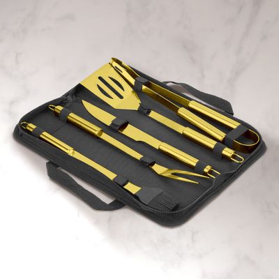 Goldenes Grillbesteck Set - 5-teilig