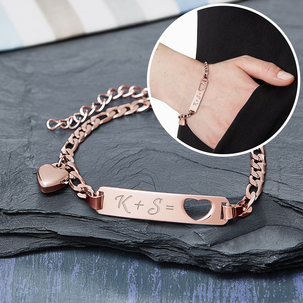 Armband mit Herzstanze Rosegold - Initialengravur