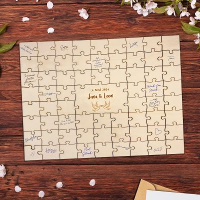 A3 Puzzle Gästebuch für Hochzeit - Tauben