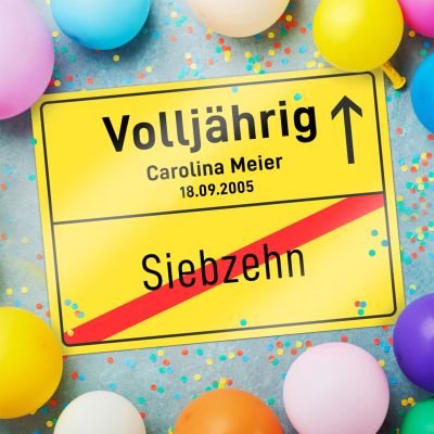 Personalisiertes Ortsschild - 18. Geburtstag