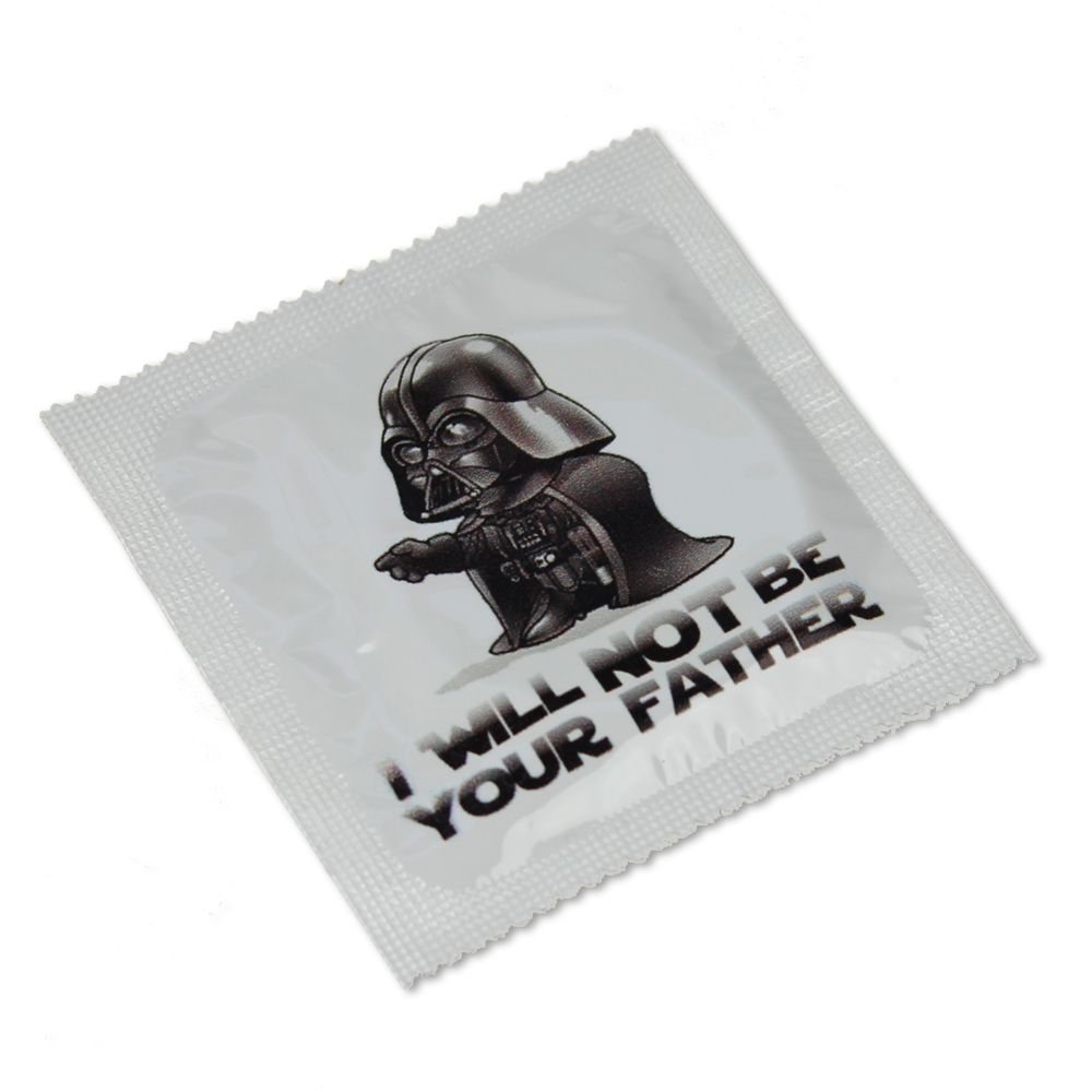 Lustiges Latex Kondom I will not be your father als Aufdruck